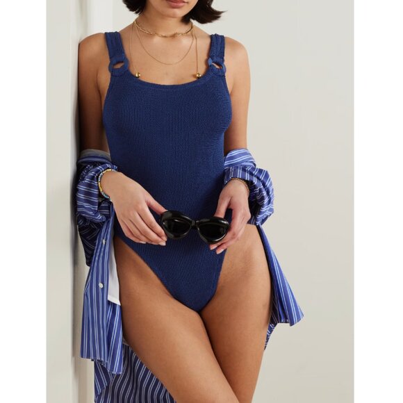 HUNZA G Domino Ring Swimsuit in Navy Size OS - Picture 1 of 5